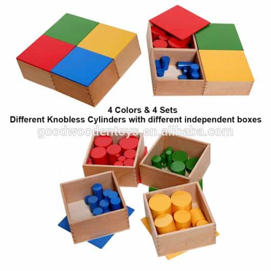 Brinquedo Montessori de madeira: peças coloridas de tamanhos diferentes