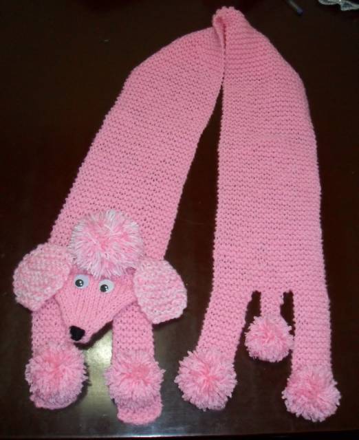 Cachecol infantil para menina de tricô rosa 