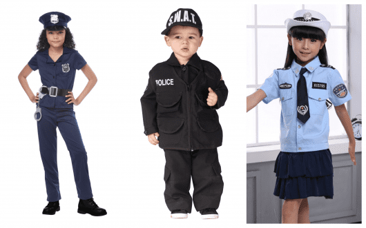 Meninas e meninos de todos os tamanhos podem se fantasia de policial