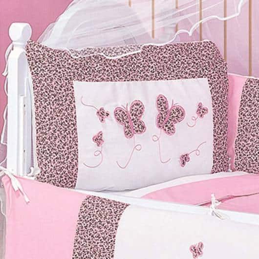 Kit berço menina tema borboleta rosa e animal print