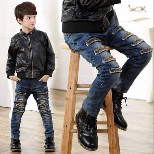 Calça jeans infantil masculina estilosa