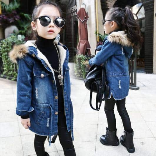 Modelo de jaqueta infantil jeans perfeita para o inverno