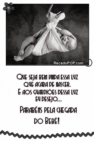 Mensagem com foto em preto e branco para bebês recém-nascidos