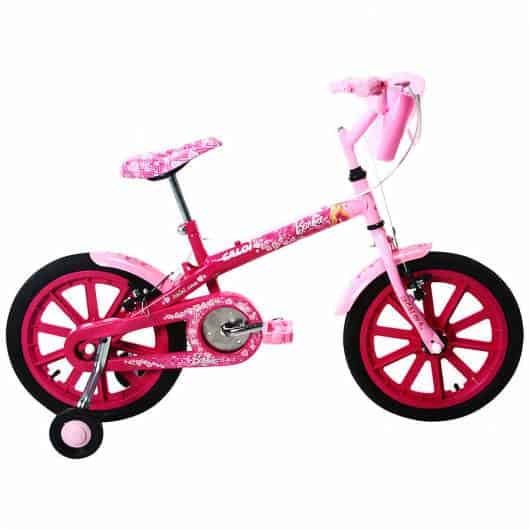 Bicicleta rosa com detalhe pink nas rodas