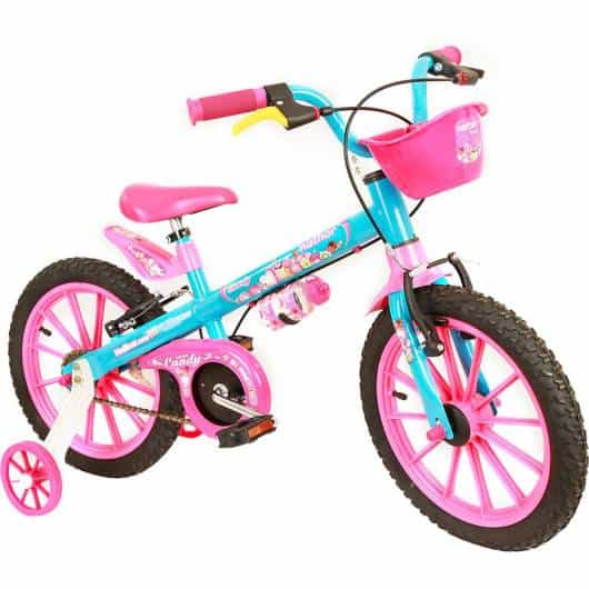 Bicicleta infantil feminina azul e rosa
