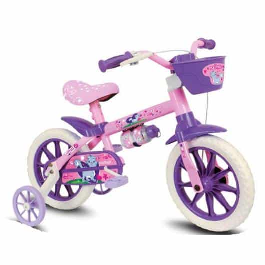 Bicicleta infantil feminina roxa e rosa