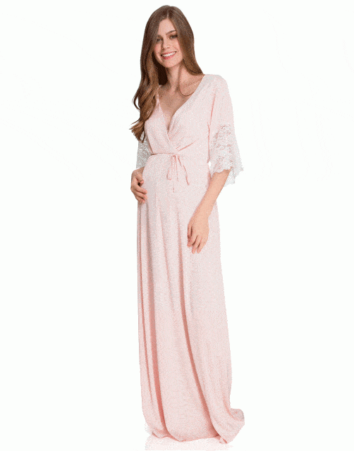 Camisola maternidade longa rosa