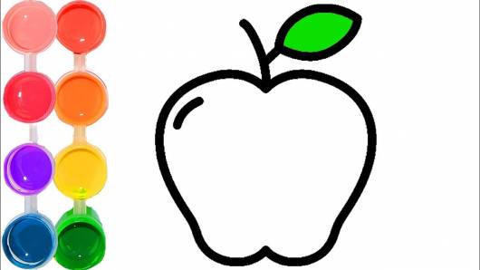desenhos de frutas para colorir maça com folha