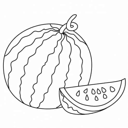 melancia inteira em desenhos de frutas para colorir