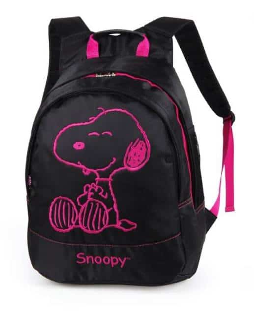 Mochila Snoopy preta com rosa