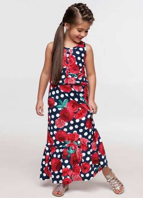 Vestido longo infantil: Para formatura floral