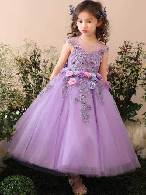 Vestido longo infantil: Para formatura lilás