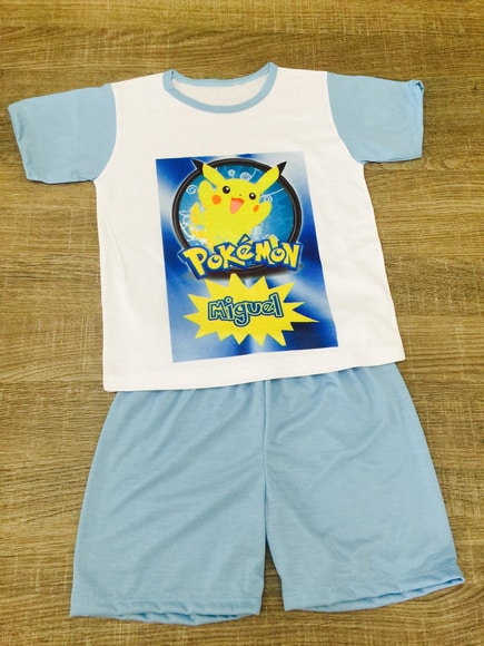 Pijama de verão personalizado do Pikachu