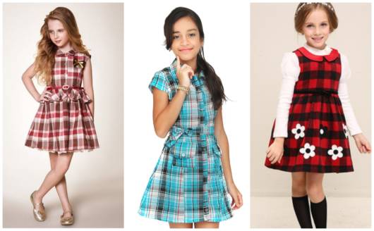 Há modelos de vestidos xadrez para meninas de todas as idades