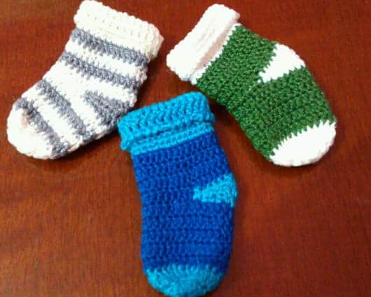 meias de crochê baby