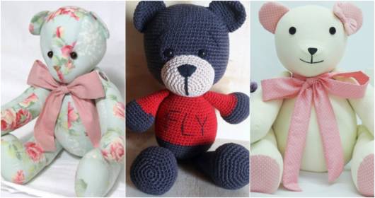 Os ursinhos podem ser feitos de tricô e crochê