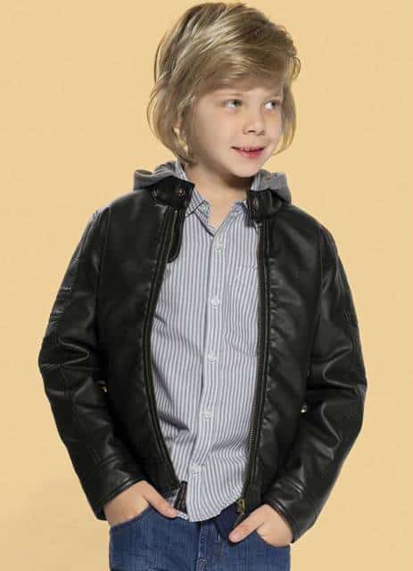 jaqueta de couro infantil