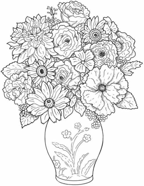 Flores para colorir: buquê de flores