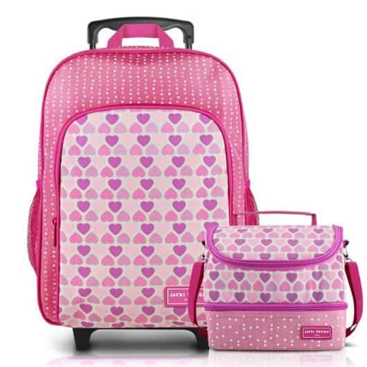 Lancheira infantil feminina: mochila com lancheira rosa