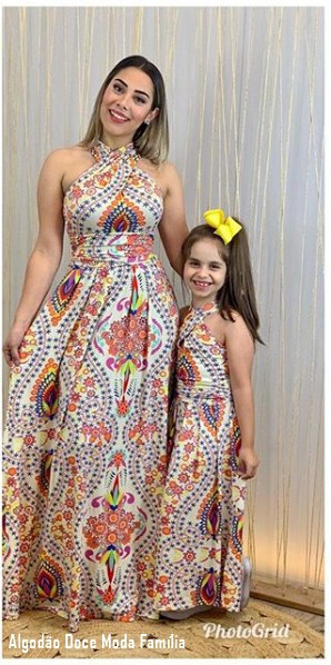 47 vestido longo para mãe e filha