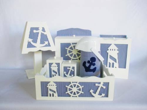 Kit Higiene MDF marinheiro simples azul
