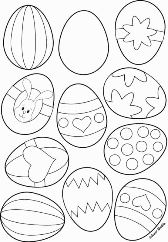 varios ovos de pascoa para colorir