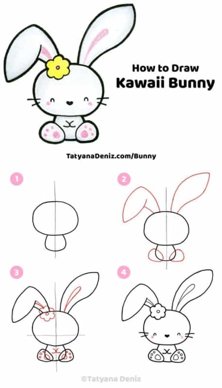 como desenhar um coelho kawaii