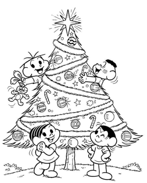 Turma da Mônica com árvore de Natal