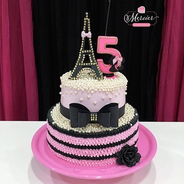 bolo de 2 andares rosa da Barbie Paris