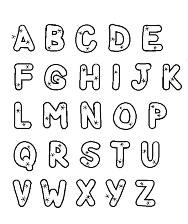 Alfabeto para colorir com estrelinhas
