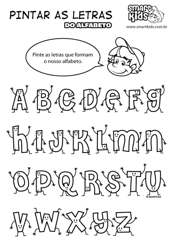 Letras divertidas do alfabeto para colorir