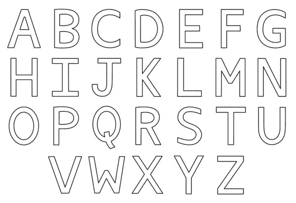 Letras simples do alfabeto para colorir