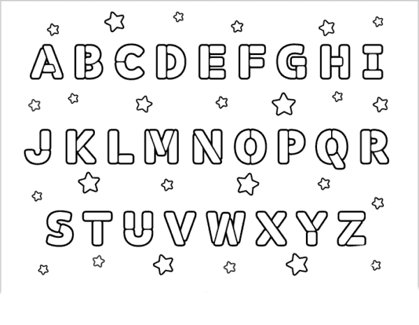 Todas as letras do alfabeto para colorir