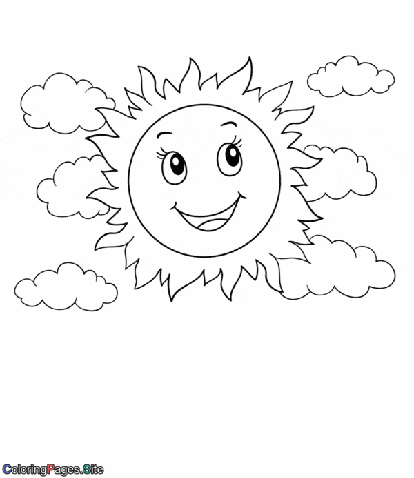 desenho para imprimir grátis de sol com nuvens
