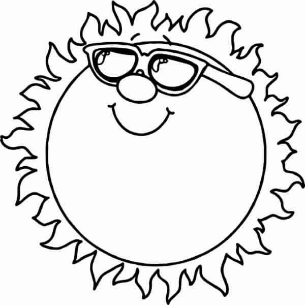 desenho de sol com óculos para pintar