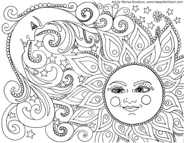 desenho de sol e lua para imprimir e colorir