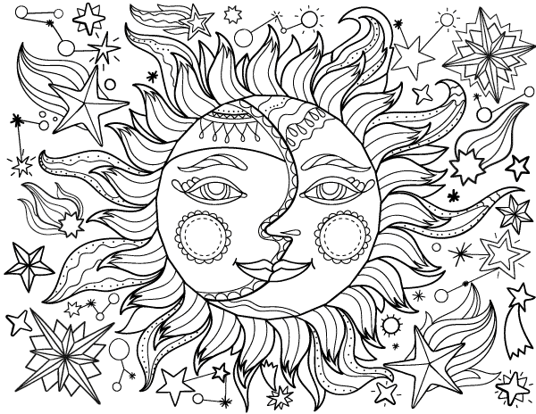 desenho para imprimir grátis do sol com a lua