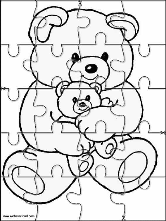 quebra cabeça de urso para imprimir e colorir