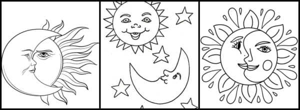 desenhos de sol e lua para imprimir e colorir
