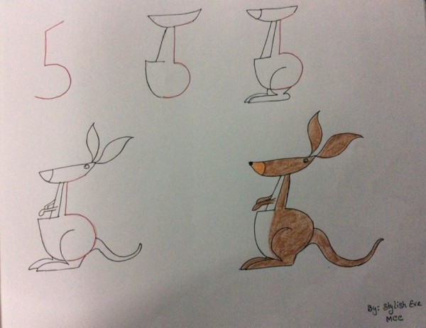 Como desenhar animais com números canguru
