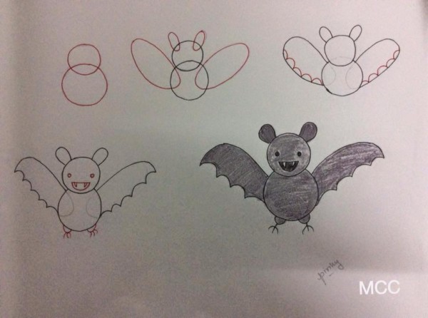 Como desenhar animais com números morcego
