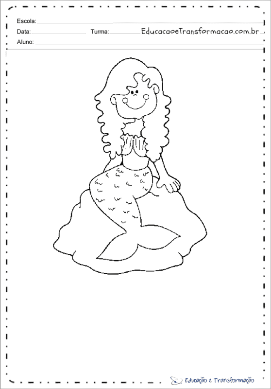 Desenho da sereia Iara para colorir