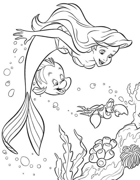 Desenho do filme a pequena Sereia para colorir