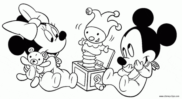 Minnie e Mickey babys para colorir