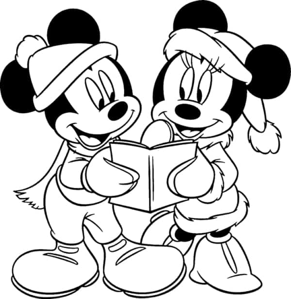 Minnie e Mickey lendo juntos