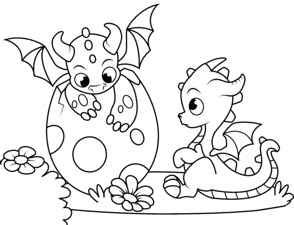 desenho de dragão nascendo para pintar