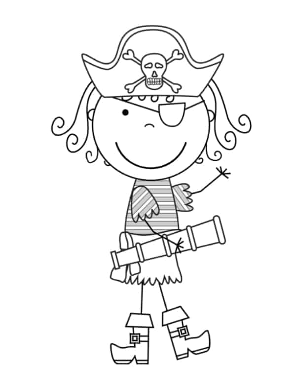 desenho de menina pirata para colorir