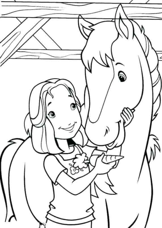 desenho de menina com cavalo para pintar