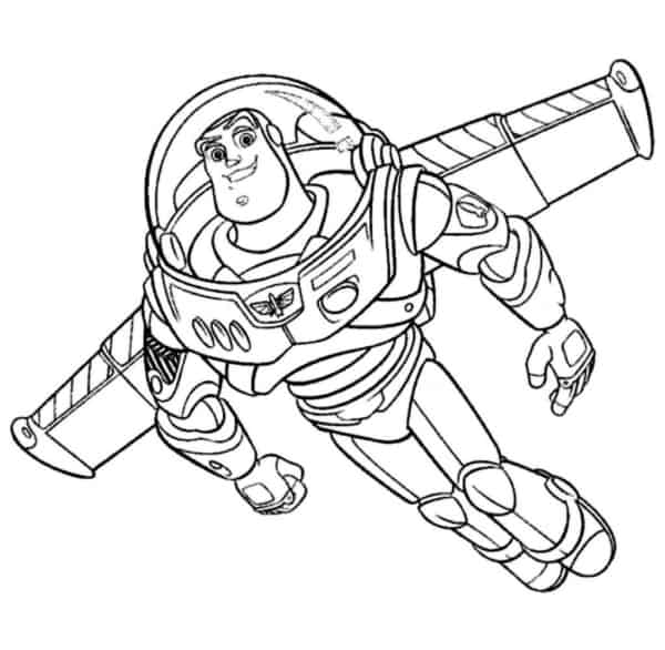 desenho do Buzz voando para colorir