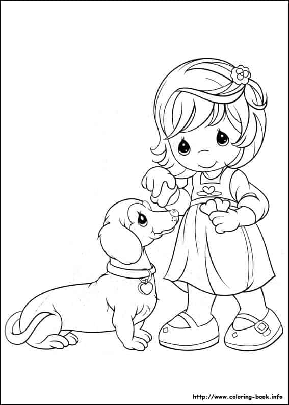 desenho cute de menina com cachorrinho